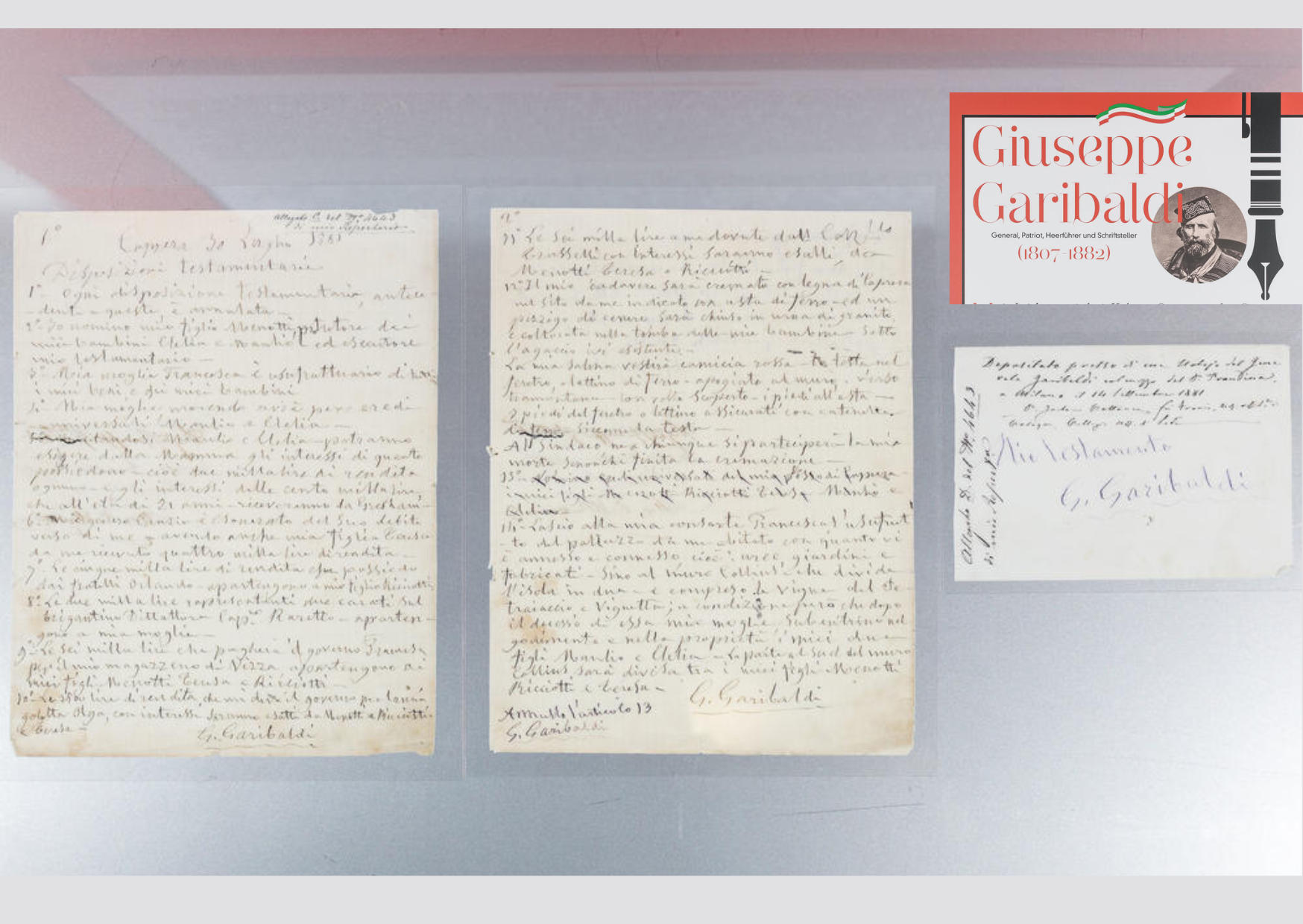 Foto des handschriftlichen Testaments von Giuseppe Garibaldi